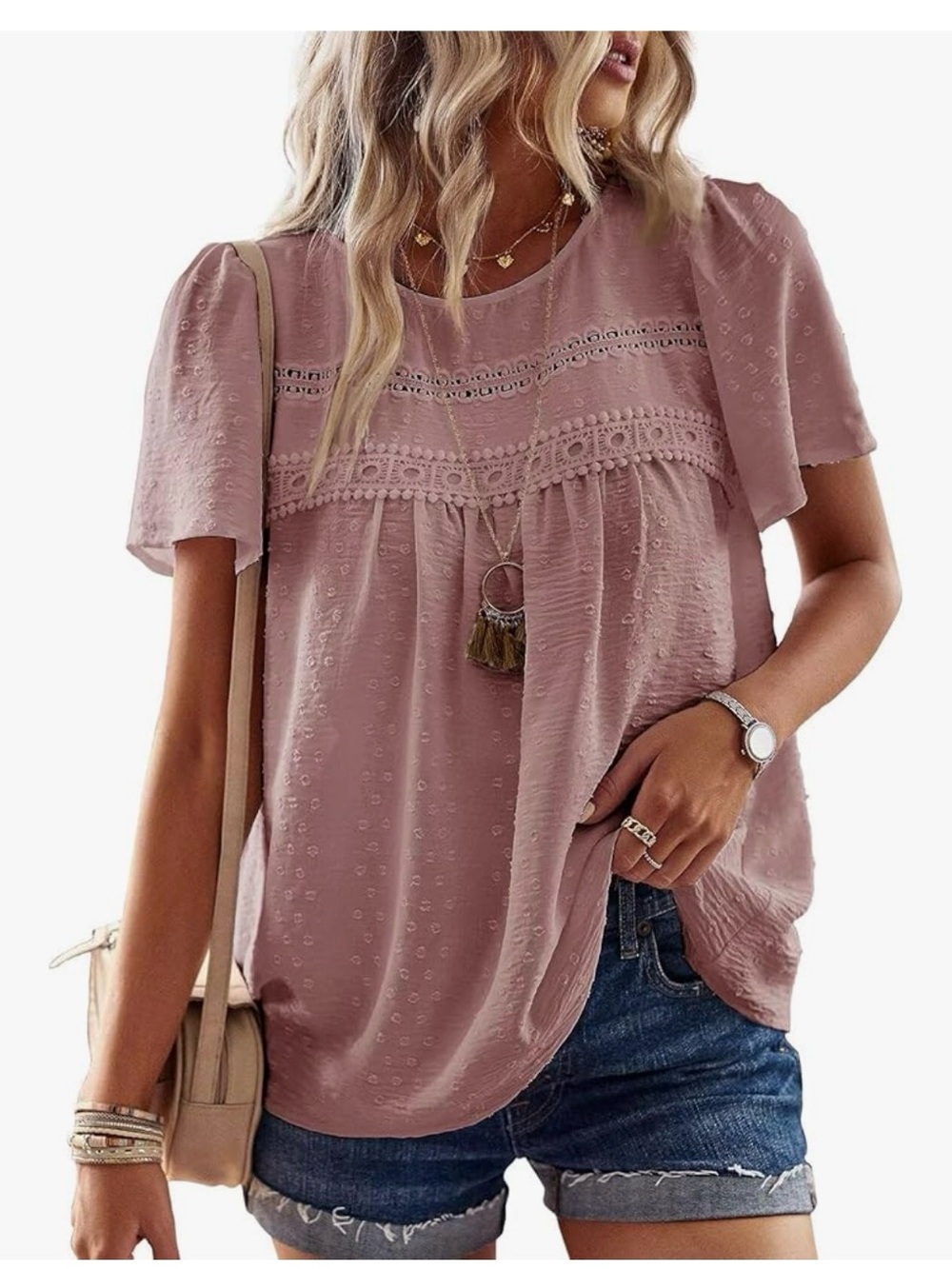 Flowy Boho Shirts Dressy Casual Short Sleeve